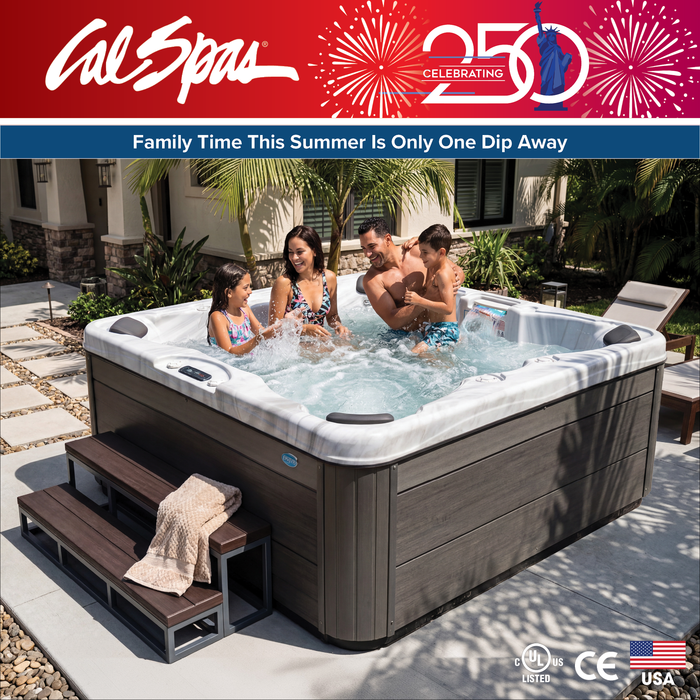 Calspas hot tub being used in a family setting - Marseille